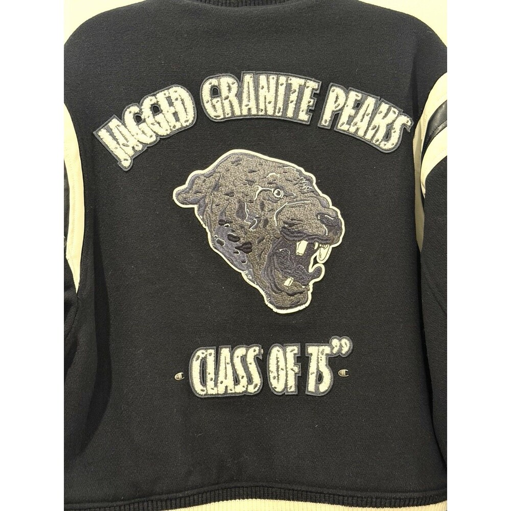 Zara x Champion Varsity Jacket Black Jagged Granite Peaks Class of 75 Size M - Picture 14 of 16